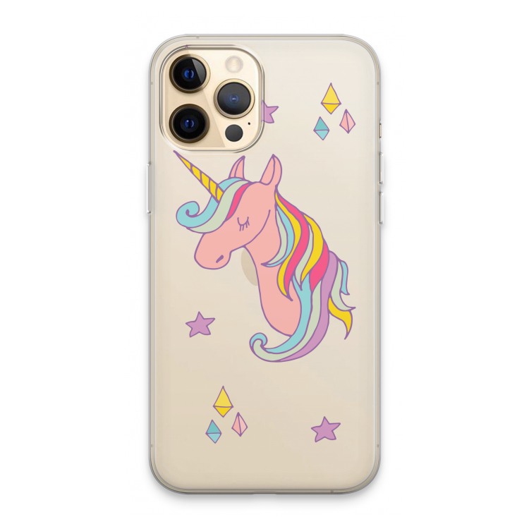 Roze eenhoorn: iPhone 13 Pro Max Transparant Hoesje