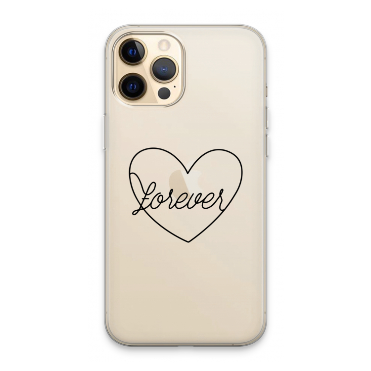 Forever heart black: iPhone 13 Pro Max Transparant Hoesje