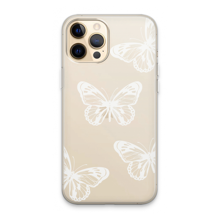 White butterfly: iPhone 13 Pro Max Transparant Hoesje