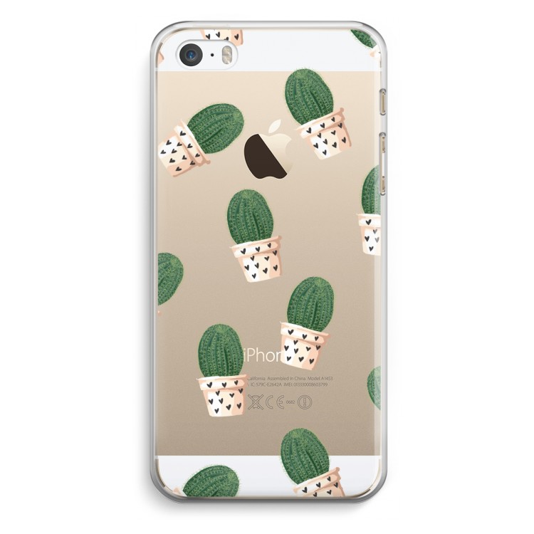 Cactusprint roze: iPhone 5 / 5S / SE Transparant Hoesje