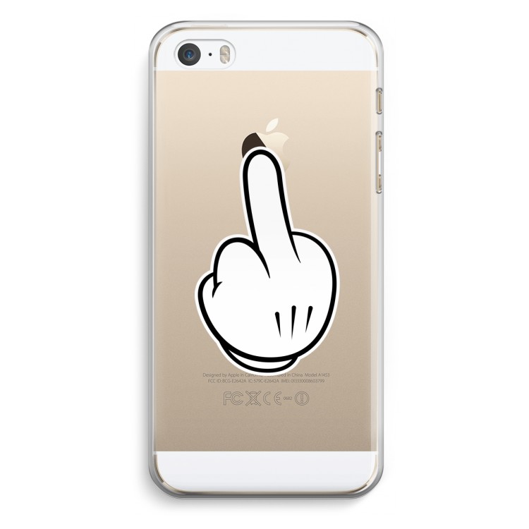 Middle finger white: iPhone 5 / 5S / SE Transparant Hoesje