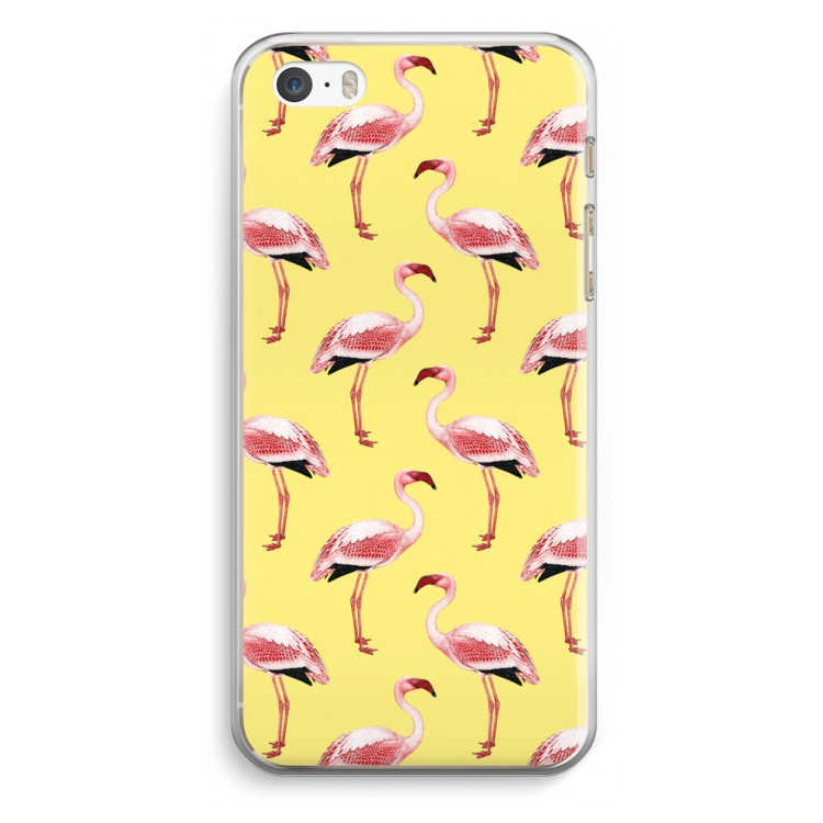 Flamingo's geel: iPhone 5 / 5S / SE Transparant Hoesje