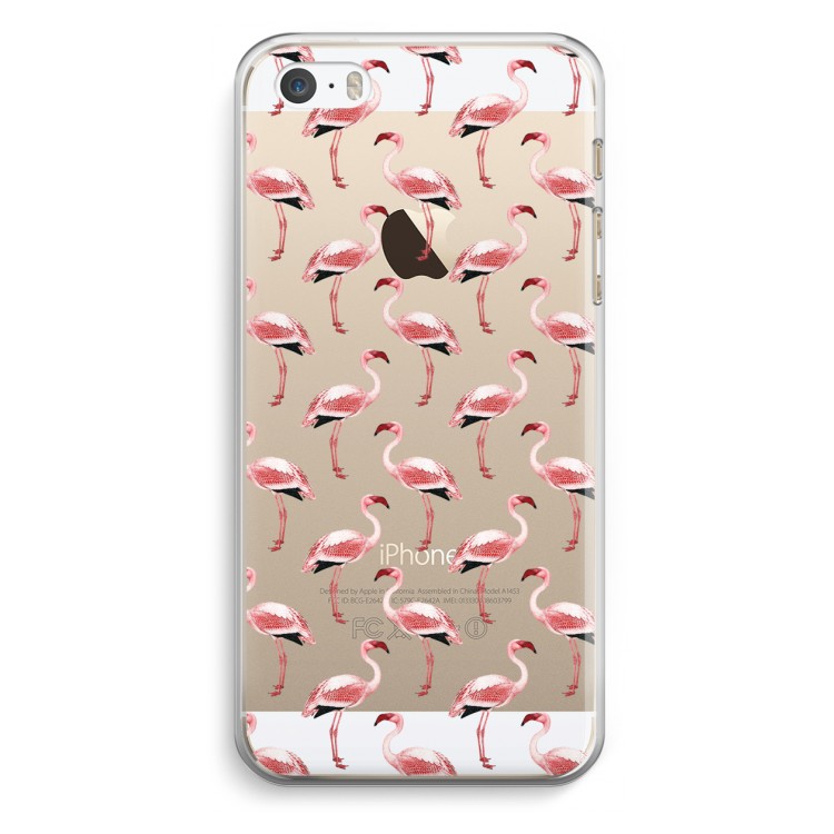 Flamingoprint groen: iPhone 5 / 5S / SE Transparant Hoesje