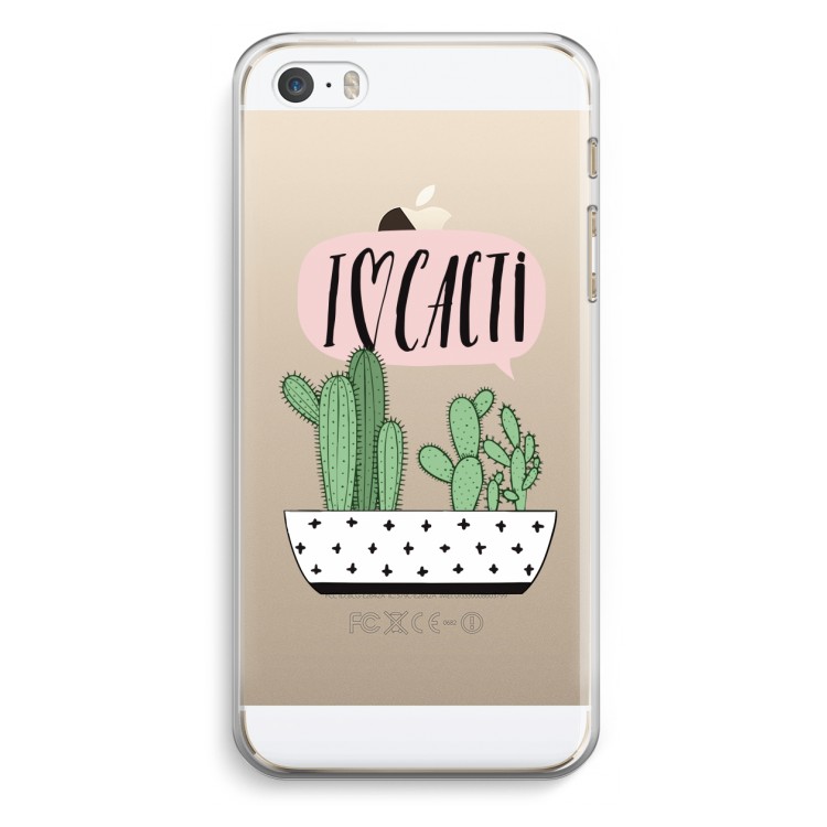 I love cacti: iPhone 5 / 5S / SE Transparant Hoesje
