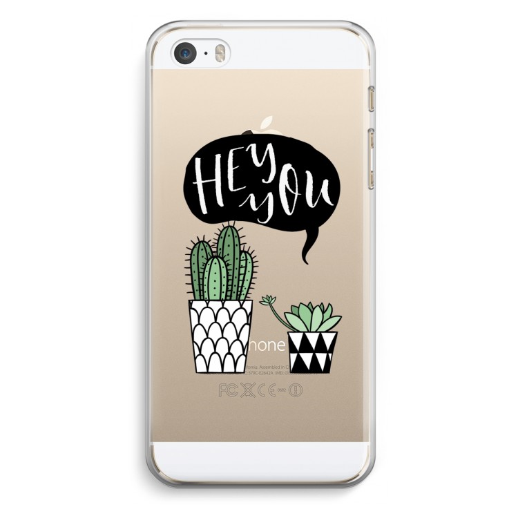 Hey you cactus: iPhone 5 / 5S / SE Transparant Hoesje
