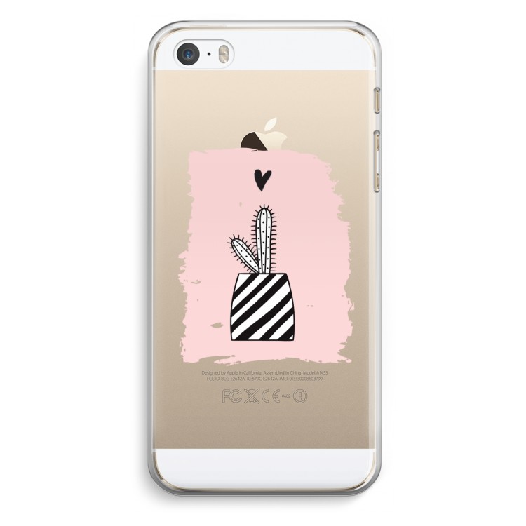 Zwart-wit cactus: iPhone 5 / 5S / SE Transparant Hoesje