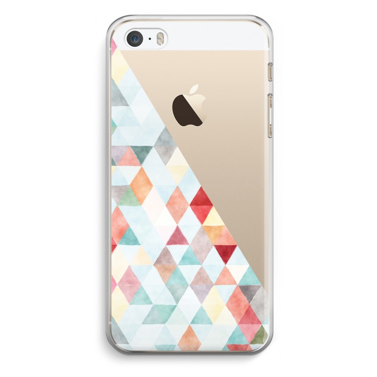 Gekleurde driehoekjes pastel: iPhone 5 / 5S / SE Transparant Hoesje