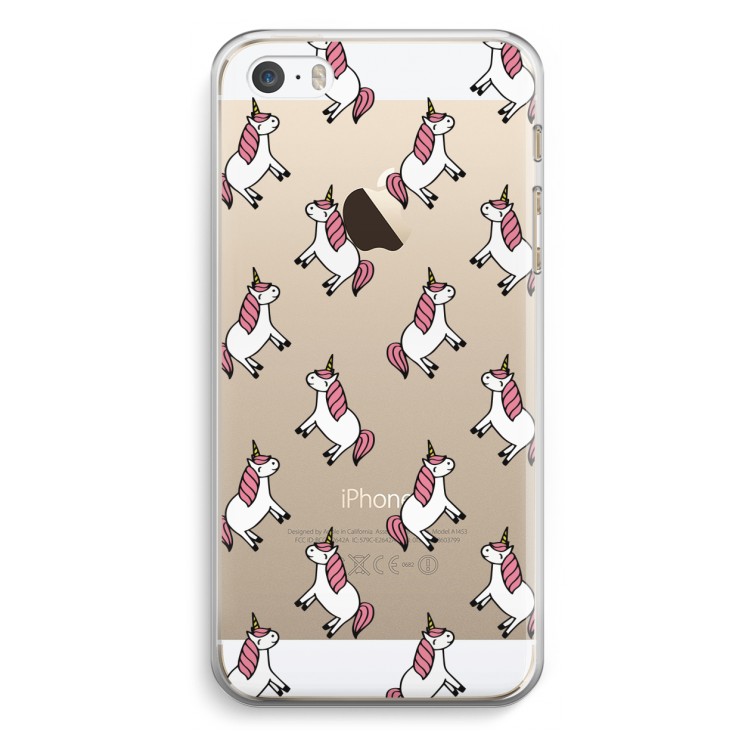 Eenhoorns overal: iPhone 5 / 5S / SE Transparant Hoesje