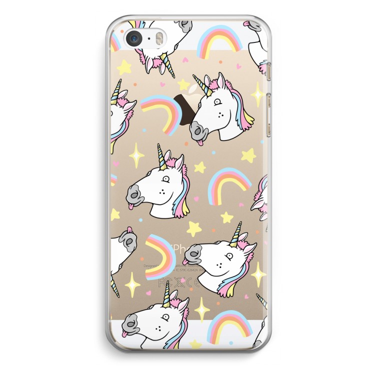 Rainbow Unicorn: iPhone 5 / 5S / SE Transparant Hoesje