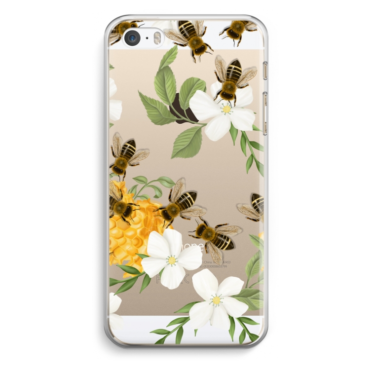 No flowers without bees: iPhone 5 / 5S / SE Transparant Hoesje