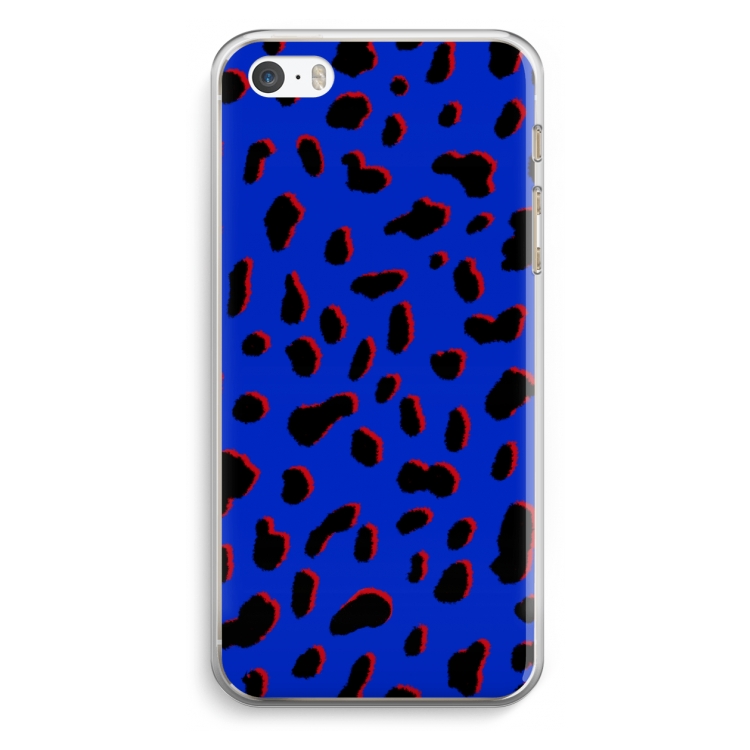 Blue Leopard: iPhone 5 / 5S / SE Transparant Hoesje