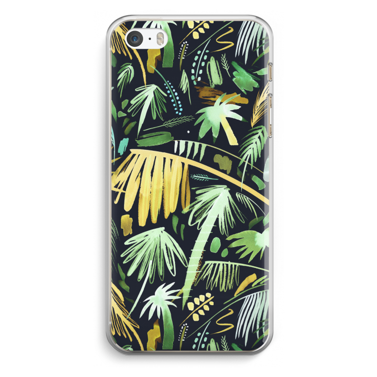 Tropical Palms Dark: iPhone 5 / 5S / SE Transparant Hoesje