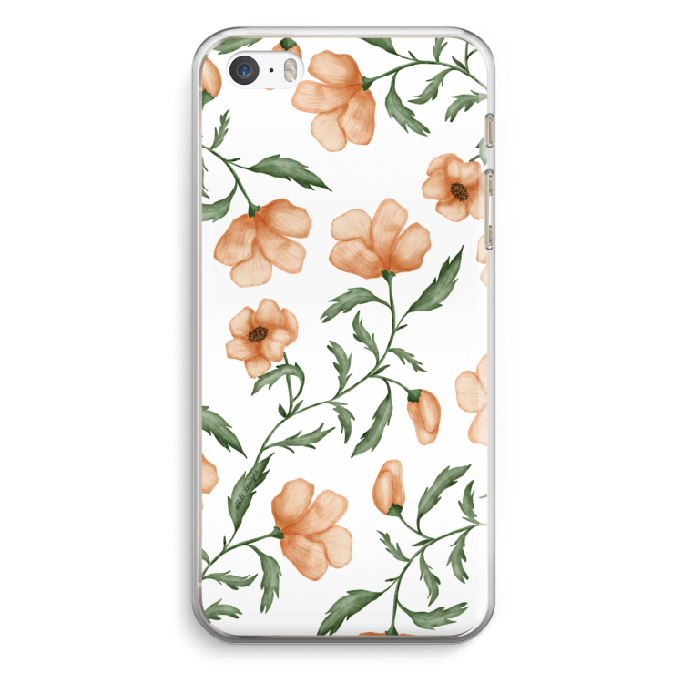 Peachy flowers: iPhone 5 / 5S / SE Transparant Hoesje