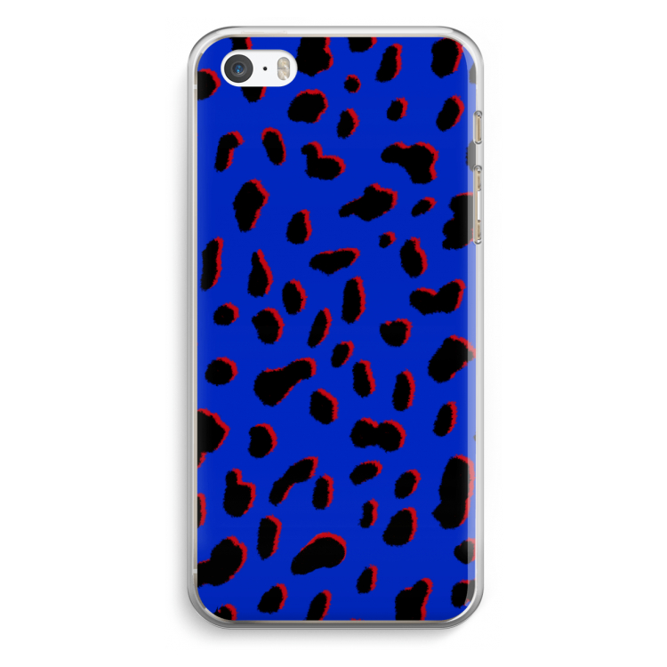 Blue Leopard: iPhone 5 / 5S / SE Transparant Hoesje