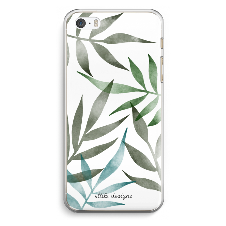 Tropical watercolor leaves: iPhone 5 / 5S / SE Transparant Hoesje