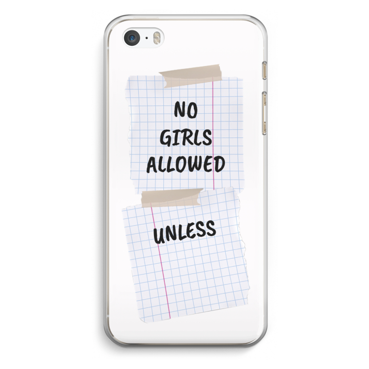 No Girls Allowed Unless: iPhone 5 / 5S / SE Transparant Hoesje