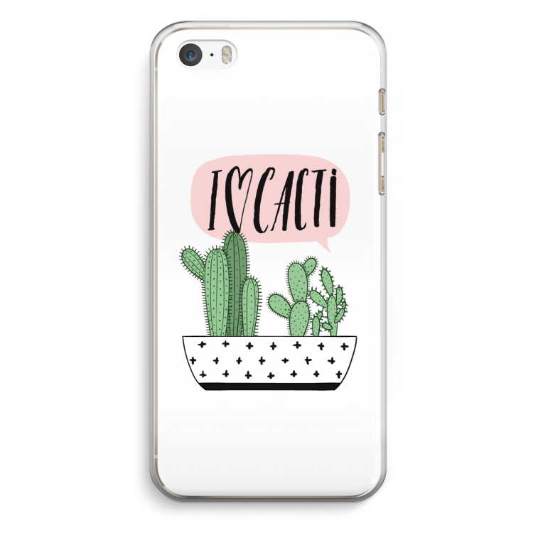 I love cacti: iPhone 5 / 5S / SE Transparant Hoesje
