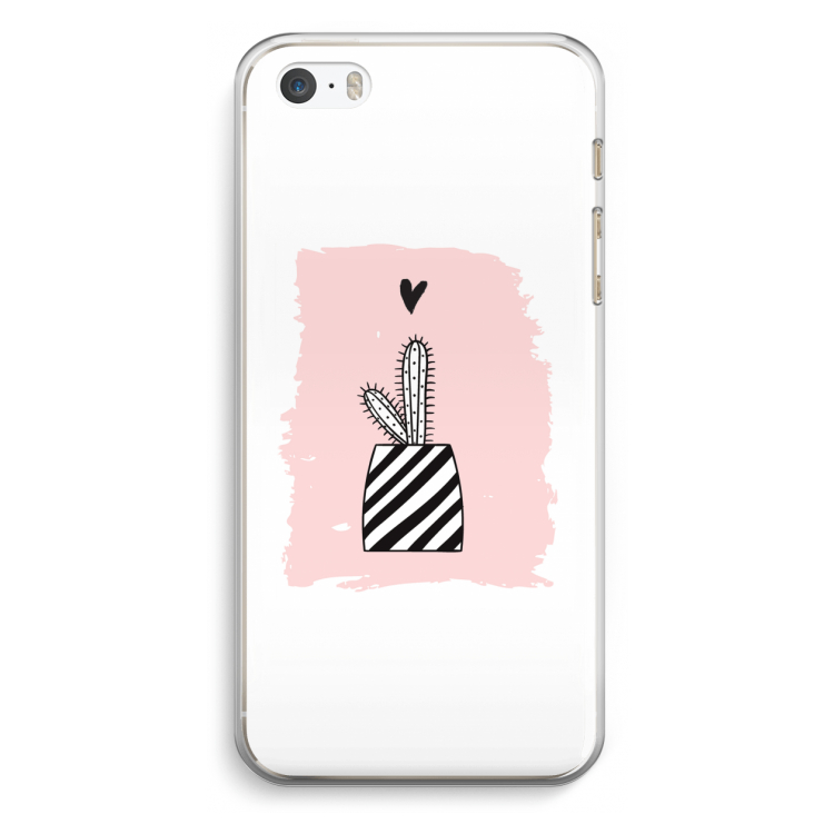 Zwart-wit cactus: iPhone 5 / 5S / SE Transparant Hoesje