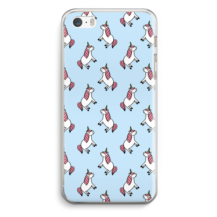 Eenhoorns overal: iPhone 5 / 5S / SE Transparant Hoesje
