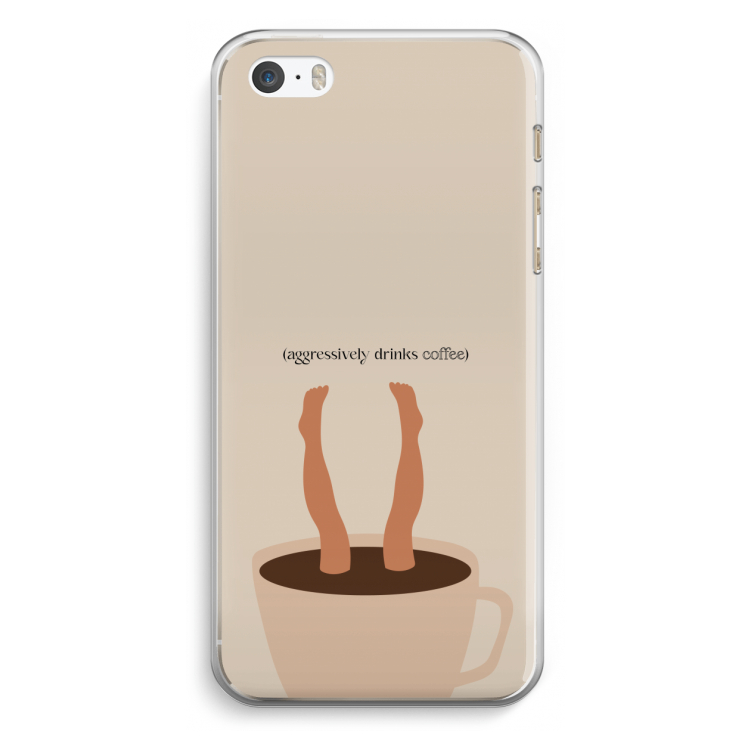 Aggressively drinks coffee: iPhone 5 / 5S / SE Transparant Hoesje