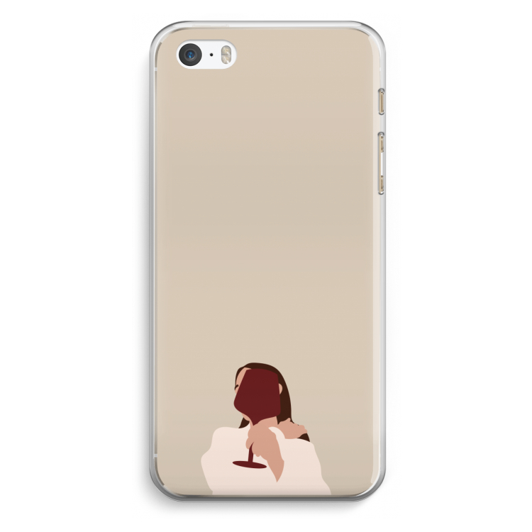 I drink wine: iPhone 5 / 5S / SE Transparant Hoesje
