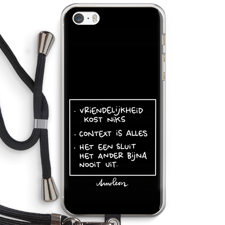 Mijn Motto's: iPhone 5 / 5S / SE Transparant Hoesje met koord
