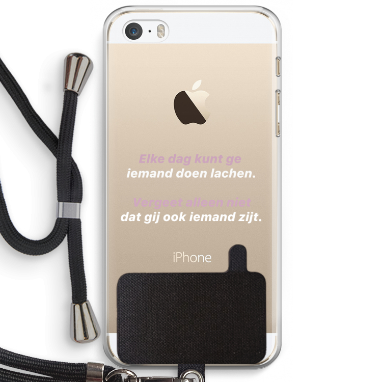 gij zijt ook iemand: iPhone 5 / 5S / SE Transparant Hoesje met koord