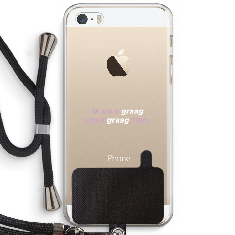 uzelf graag zien: iPhone 5 / 5S / SE Transparant Hoesje met koord
