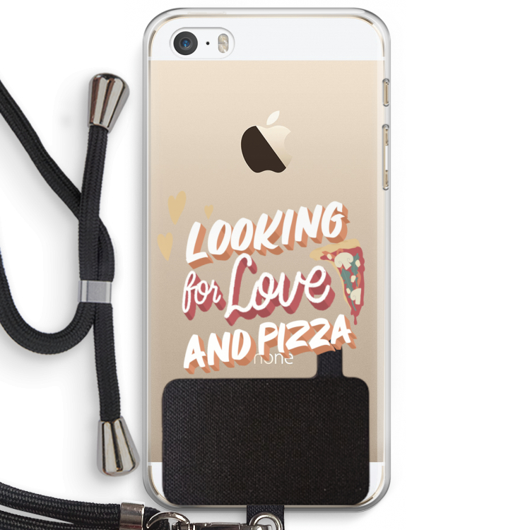 Pizza is the answer: iPhone 5 / 5S / SE Transparant Hoesje met koord