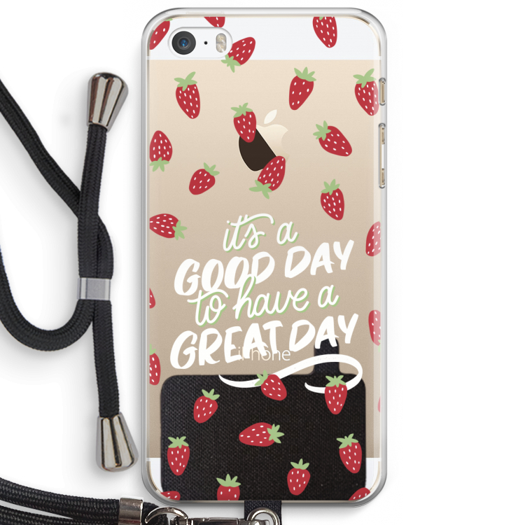 Don't forget to have a great day: iPhone 5 / 5S / SE Transparant Hoesje met koord