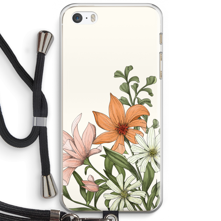 Floral bouquet: iPhone 5 / 5S / SE Transparant Hoesje met koord