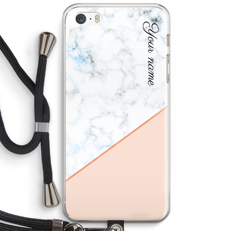 Marmer in stijl: iPhone 5 / 5S / SE Transparant Hoesje met koord