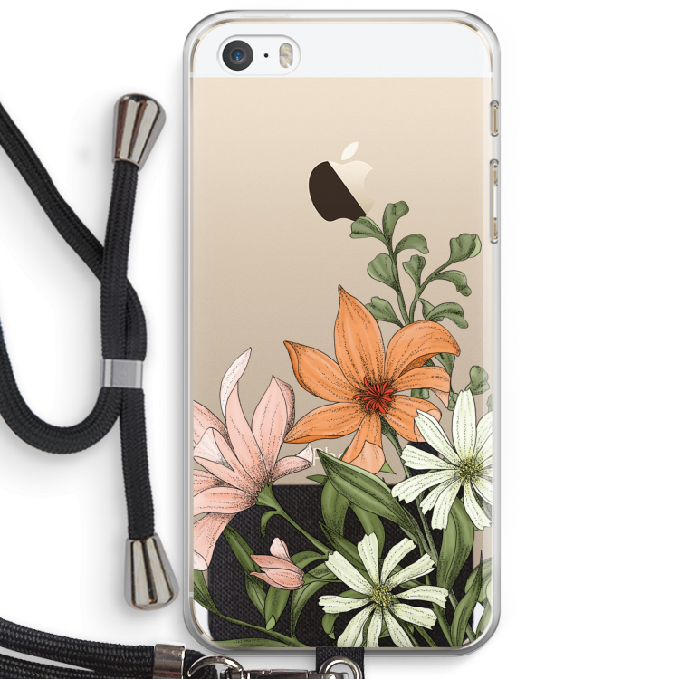 Floral bouquet: iPhone 5 / 5S / SE Transparant Hoesje met koord