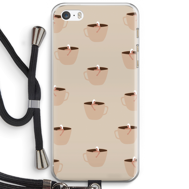 Morning coffee: iPhone 5 / 5S / SE Transparant Hoesje met koord