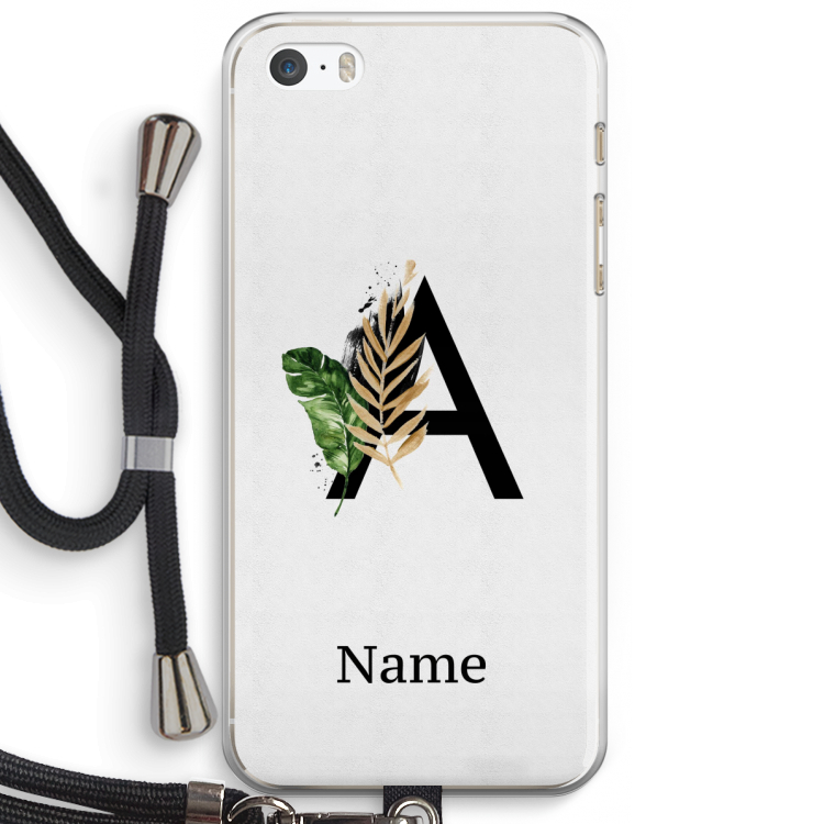 Charcoal Flora: iPhone 5 / 5S / SE Transparant Hoesje met koord