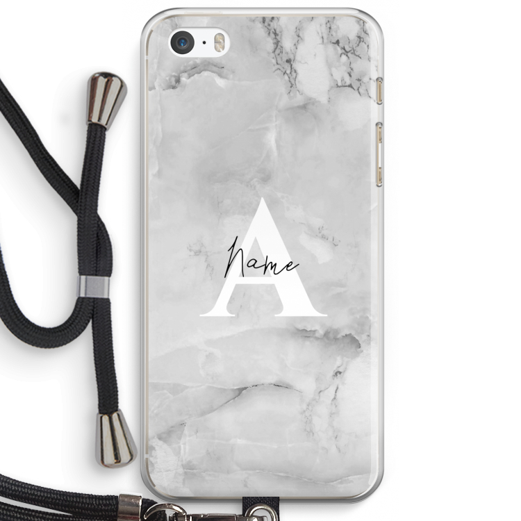 Ivory Marble: iPhone 5 / 5S / SE Transparant Hoesje met koord
