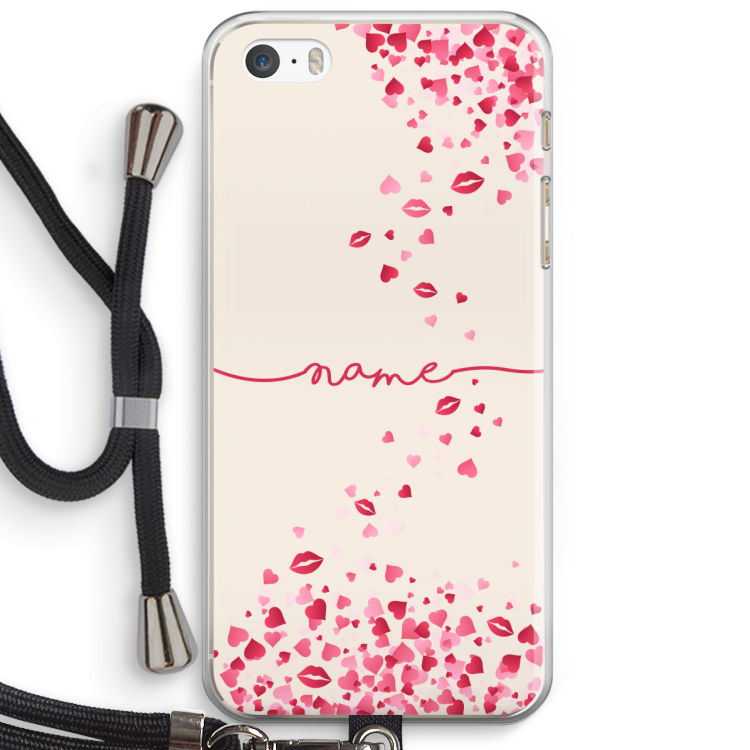 Hartjes en kusjes: iPhone 5 / 5S / SE Transparant Hoesje met koord