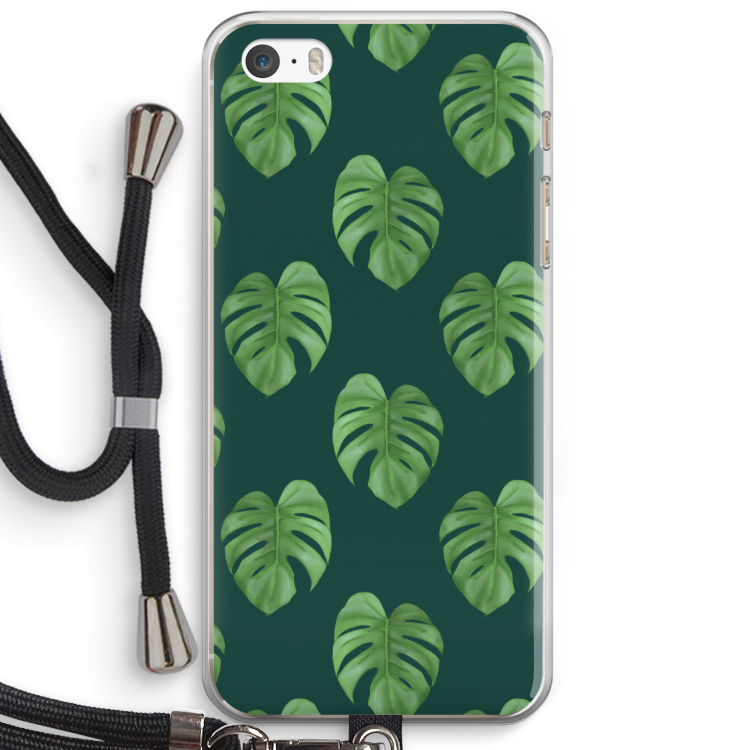 Monstera leaves: iPhone 5 / 5S / SE Transparant Hoesje met koord