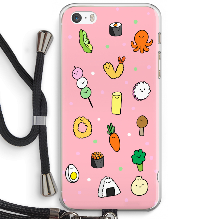 Happy bento friends: iPhone 5 / 5S / SE Transparant Hoesje met koord