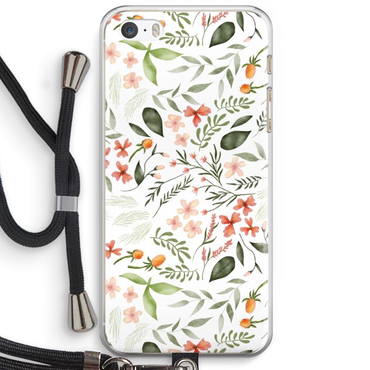 Sweet little flowers: iPhone 5 / 5S / SE Transparant Hoesje met koord
