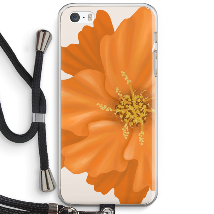 Orange Ellila flower: iPhone 5 / 5S / SE Transparant Hoesje met koord