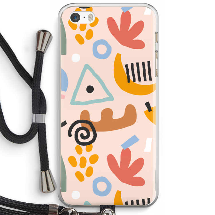 Abstract: iPhone 5 / 5S / SE Transparant Hoesje met koord