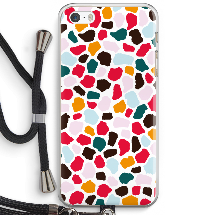 Colored Giraffe: iPhone 5 / 5S / SE Transparant Hoesje met koord