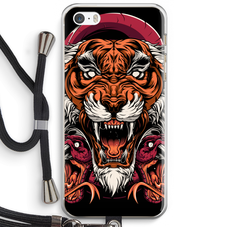 Tiger and Rattlesnakes: iPhone 5 / 5S / SE Transparant Hoesje met koord
