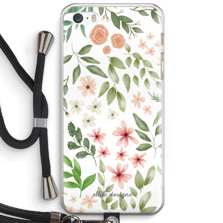 Botanical sweet flower heaven: iPhone 5 / 5S / SE Transparant Hoesje met koord