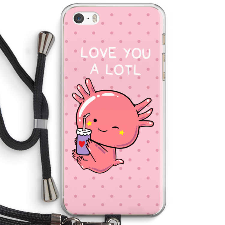 Love You A Lotl: iPhone 5 / 5S / SE Transparant Hoesje met koord
