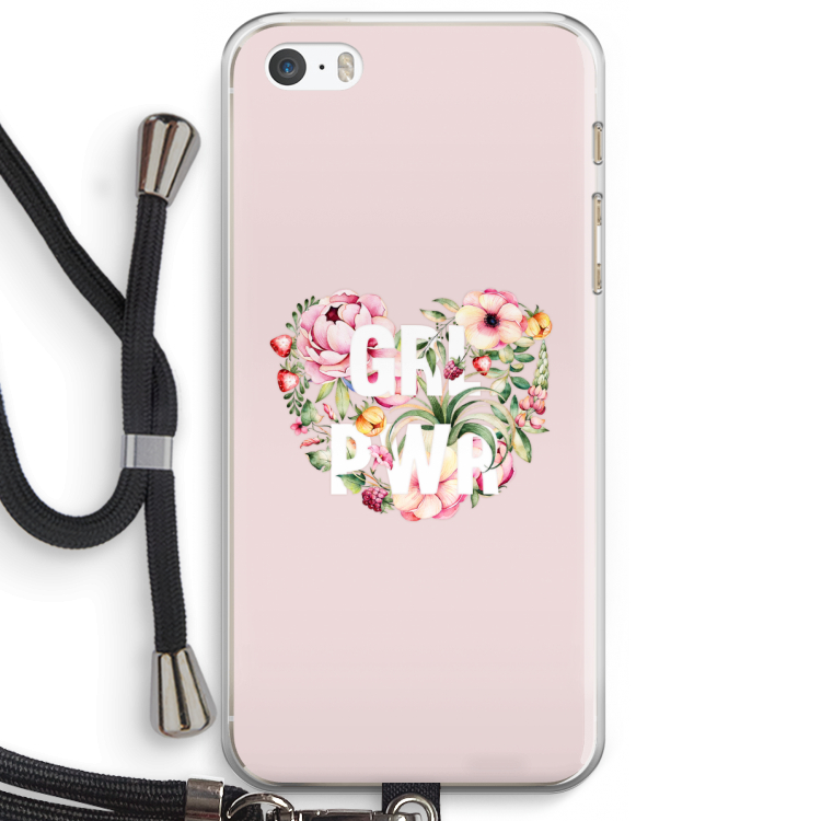 GRL PWR Flower: iPhone 5 / 5S / SE Transparant Hoesje met koord