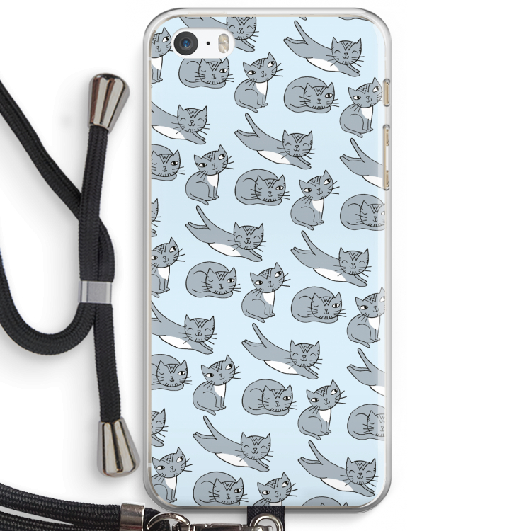 Poezen: iPhone 5 / 5S / SE Transparant Hoesje met koord