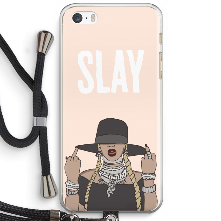 Slay All Day: iPhone 5 / 5S / SE Transparant Hoesje met koord