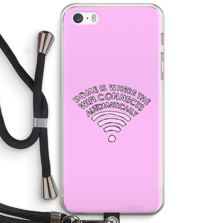 Home Is Where The Wifi Is: iPhone 5 / 5S / SE Transparant Hoesje met koord